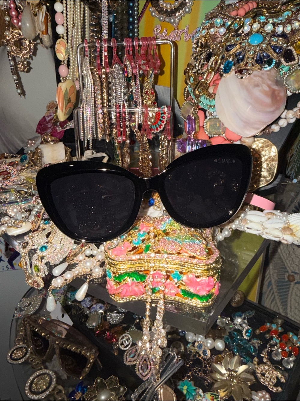 CHANEL Black Cat-Eye Sunglasses